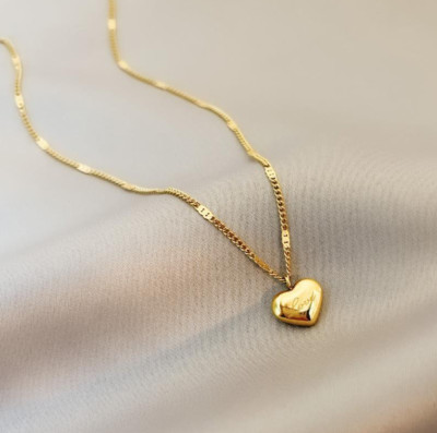18K Gold Stainless Steel Love Floating Heart Pendant Chain Necklace Gift AG
