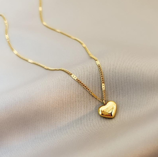 Alternate view of Fashion Woman 18k Gold Plated Heart Charm Love Chain Necklace