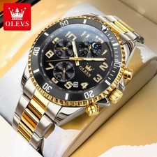 OLEVS Luxury Mens Quartz Watch Business Luminous Date Stainless Steel Band 2926