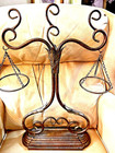 New ListingAntiqued Bronze Scale W/Hanging Glass 'Pots' -25 1/2" Tall -Tuscan Style