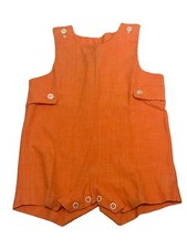 Vtg Hollywood California Needlecraft Orange Romper Shortalls 2T 18 24 XL