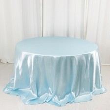 132" BLUE Satin Round TABLECLOTH Wedding Party Table Linens Party Decorations