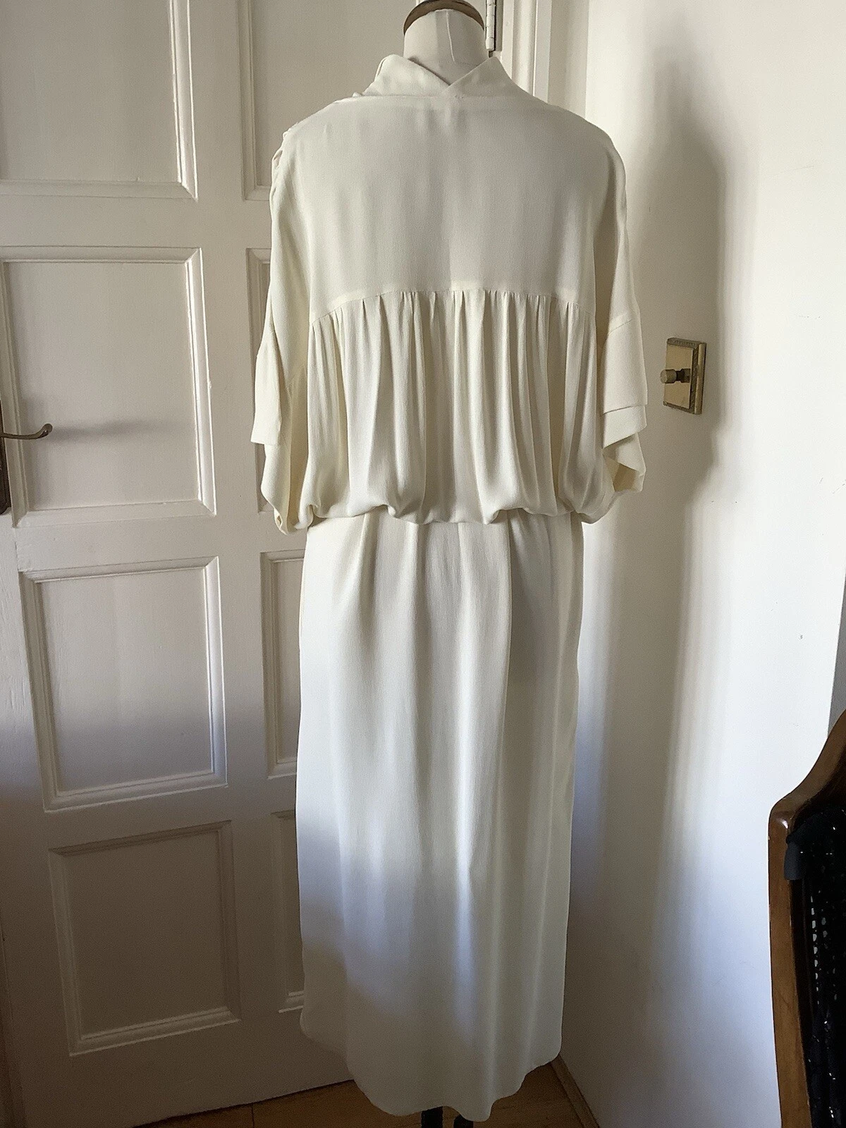 OFF WHITE ABITO LUNGO MAXI ECRÙ AVORIO BIANCO SPORCO VINTAGE ANNI 60 70 UNICO RARO UNICO S M