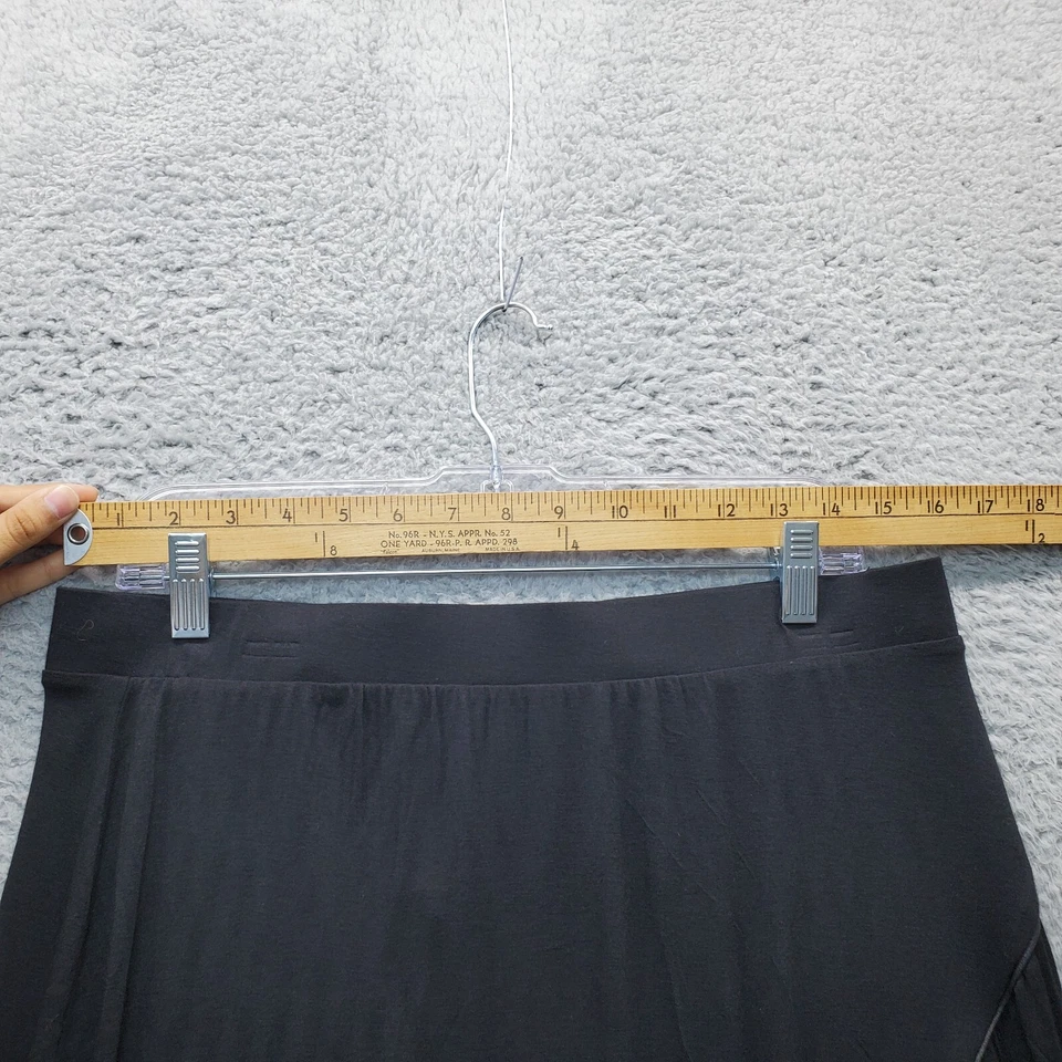 Lane Bryant A Line Skirt Women's 14/16 Black Rayon Pleated Elastic Waist Pull On - Image 4 of 4