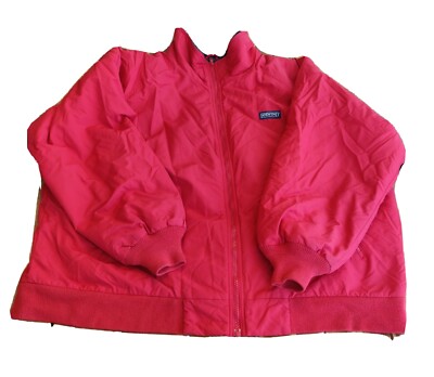Land's End Men's Coat Windbreaker Jacket Red Full Zip Collared CLO 