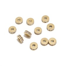10pcs stainless steel gold flat crystal bead spacers 7mm