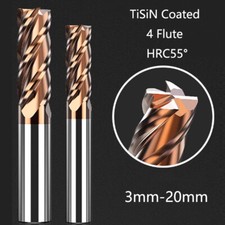 3mm-20mm Solid Carbide End Mill 4 Flute HRC55 TiSiN Coated Slot Drill Router Bit