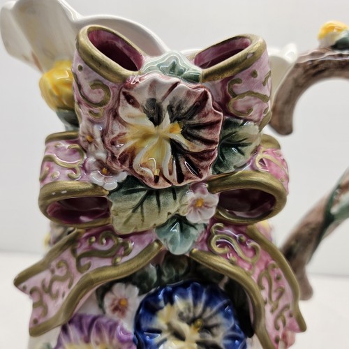 Keramikkrug oder Vase im Blumen- und Banddesign von CR - Bild 2 von 11