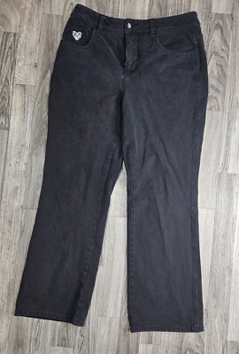 Dream Jeannes By Quacker Factory Womens Size 6 Rhinestones Straight Black Jeans