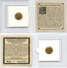 S-DS6 - First Christian Empire - Authentic Roman Bronze AD 306 and 410 Coin