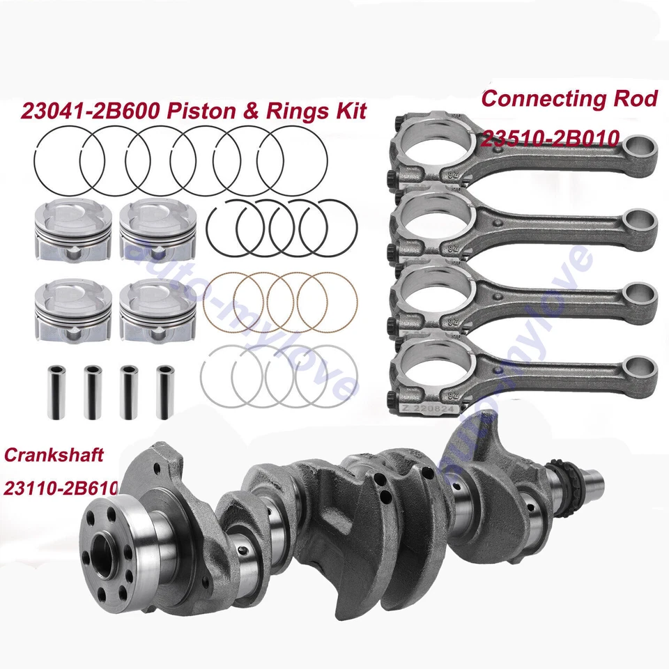 Kit de pistón y anillos de varilla de conexión del cigüeñal de 1,6 L para Hyundai Accent Kia Rio Soul Foto 3 de 4