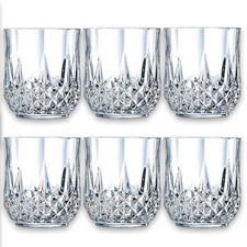 320ml Diamond Shaped Drinking Glass Crystal Cut Design Water Juice Beverage 6Pcs