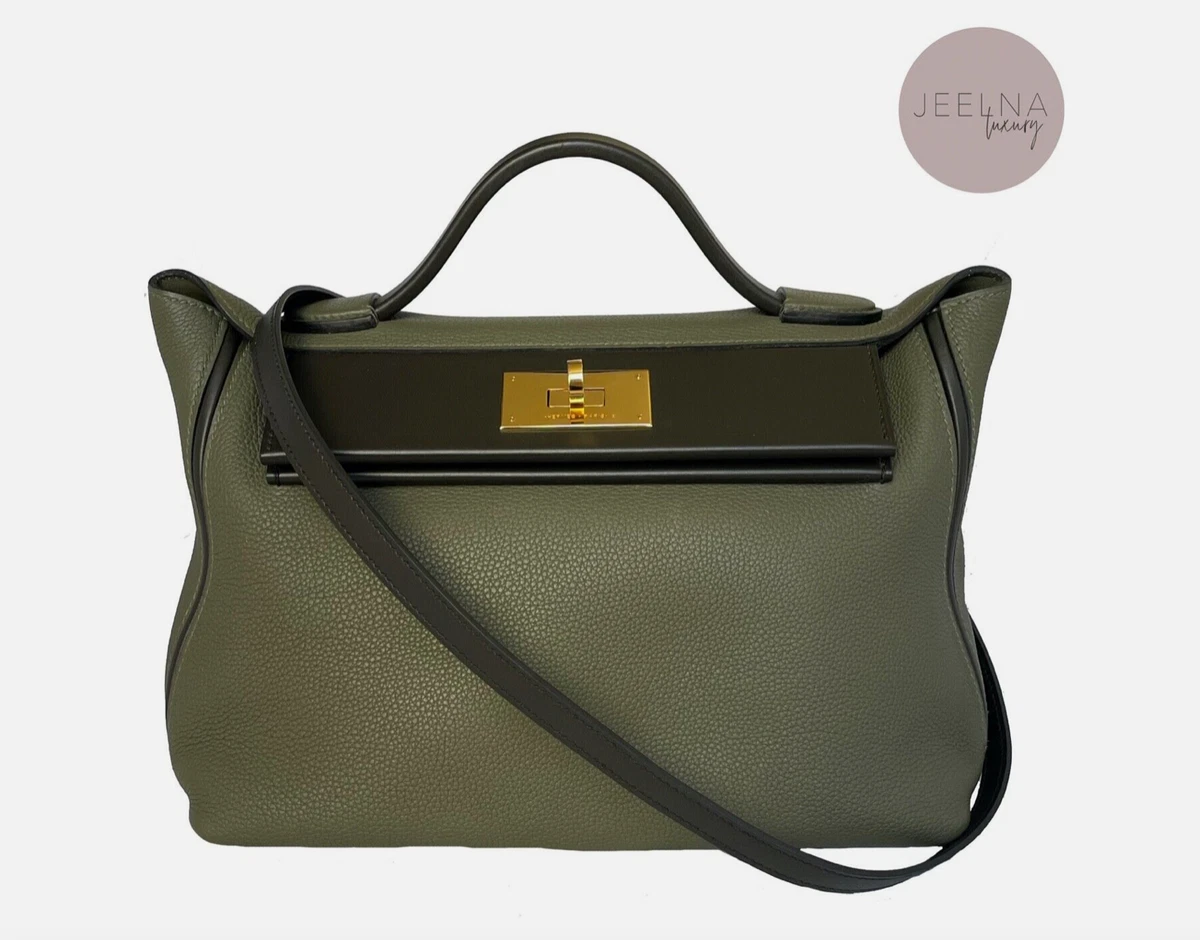 HERMES 24/24 Bicolor 29 Vert Bronze/ Vert Olive and Black Togo 
