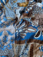 Talbots Long Dress Button Down Collared Belted Long Sleeves Printed Sz 4 41"x19"