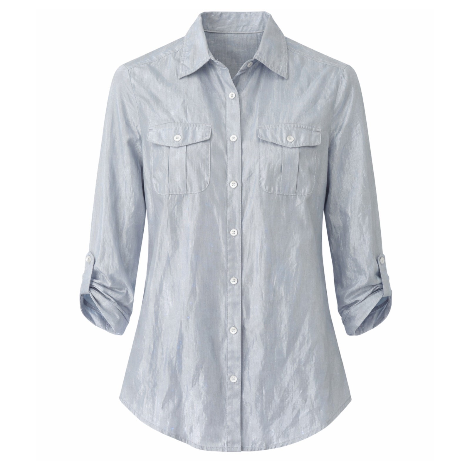 Ruby Rd. Silver Metallic Button Down Top size 8 - image 1