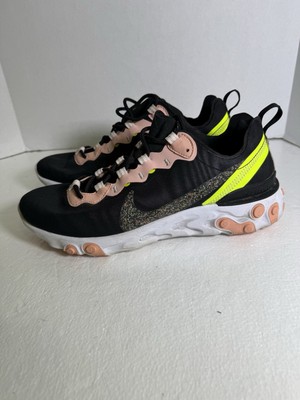 Nike React Element 55 Premium Black Coral Stardust Running Shoes Size 10.5