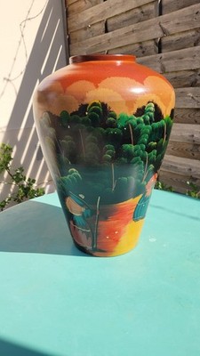 Terrakotta Baluster Vase Peru Signiert THM Höhe 40 cm