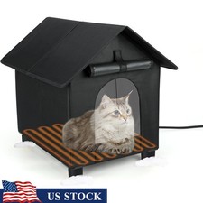 Heated Outdoor Cat House Insulated Elevated Cat Shelter W/ Safe Heating Pad New