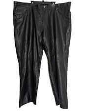 MFG First Co Authentic Riding Gear Mens 100% Leather Pants Size 46 Raw Hem Black