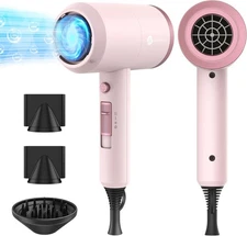 Professional 1800W Ionic Hair Dryer w/ Nozzles & Diffuser Pottery Pink/Rose