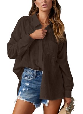 Damen Bluse Elegant VAusschnitt Hemd Bluse Langarm Causal Lässige Hemden Fahi...