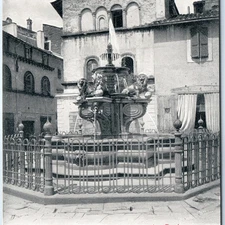 c1900s UDB Viterbo, Italy La Fontana Piazza Vittorio Emanuele Fountain Lion A346