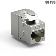30x CAT8 RJ45 Network LAN Ethernet Shielded Keystone Jack Tool Free 40Gbps Gold