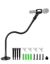 19-inch Gooseneck Microphone Holder Stand, Desktop Wall Mounted, Heavy Duty...
