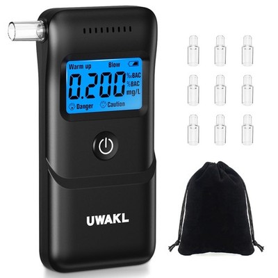 Alkoholtester Polizeigenau 10 Mundstücke LCD Display Promillemessgerät Trag