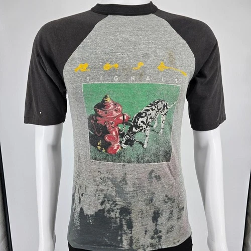 Thrashed Vintage 1980s Rush Signals World Tour '82-83 Raglan 1980s vintage concert t-shirt, vintage, single stitch, B+ condition