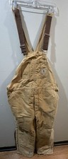 Carhartt Insulated Duck Bib Overalls XL 30x45 Double Knee Distressed R41 Work