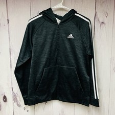 Adidas Youth Large 14-16 Black Hoodie Full Zip Active Wear Sports Casual