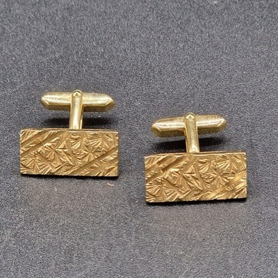 Manschettenknöpfe Gold Double vergoldet geriffelt rechteckig Old Daddy*1950