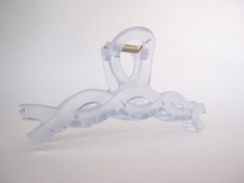 Long clear frosted blueish/gray hair claw clip for long hair