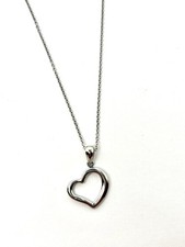 Heart Necklace Stainless Steel Double Heart Pendant Silver Tone Modern