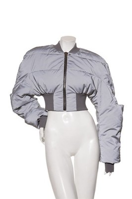 Rick Owens FW22 Strobe Cropped Puffer Bomber Jacket Grey Reflex