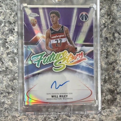 Topps 2025-26 Chrome Future Stars Autographs Will Riley FS-WR Purple RC Auto /75