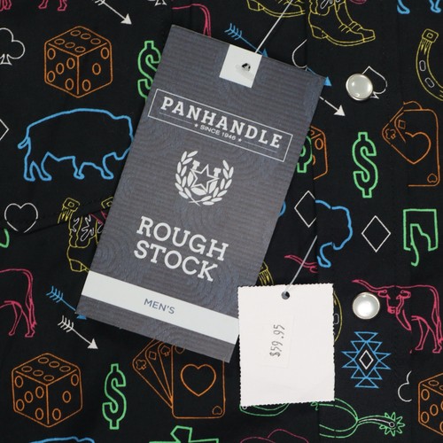 PANHANDLE Shirt Men’s Size M ROUGHSTOCK Long Sleeve NEON COWBOY SNAP Flex Tech - Picture 12 of 15