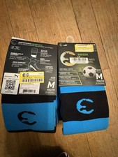 2 Packs NEW Puma Procat Soccer Socks Youth Sz M 2 Pr Pk Black/Electric Blue 4 Pr