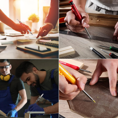 4 Pack Carpenter Pencil Set with Sharpener, Mechanical Woodworking Pencils wi...