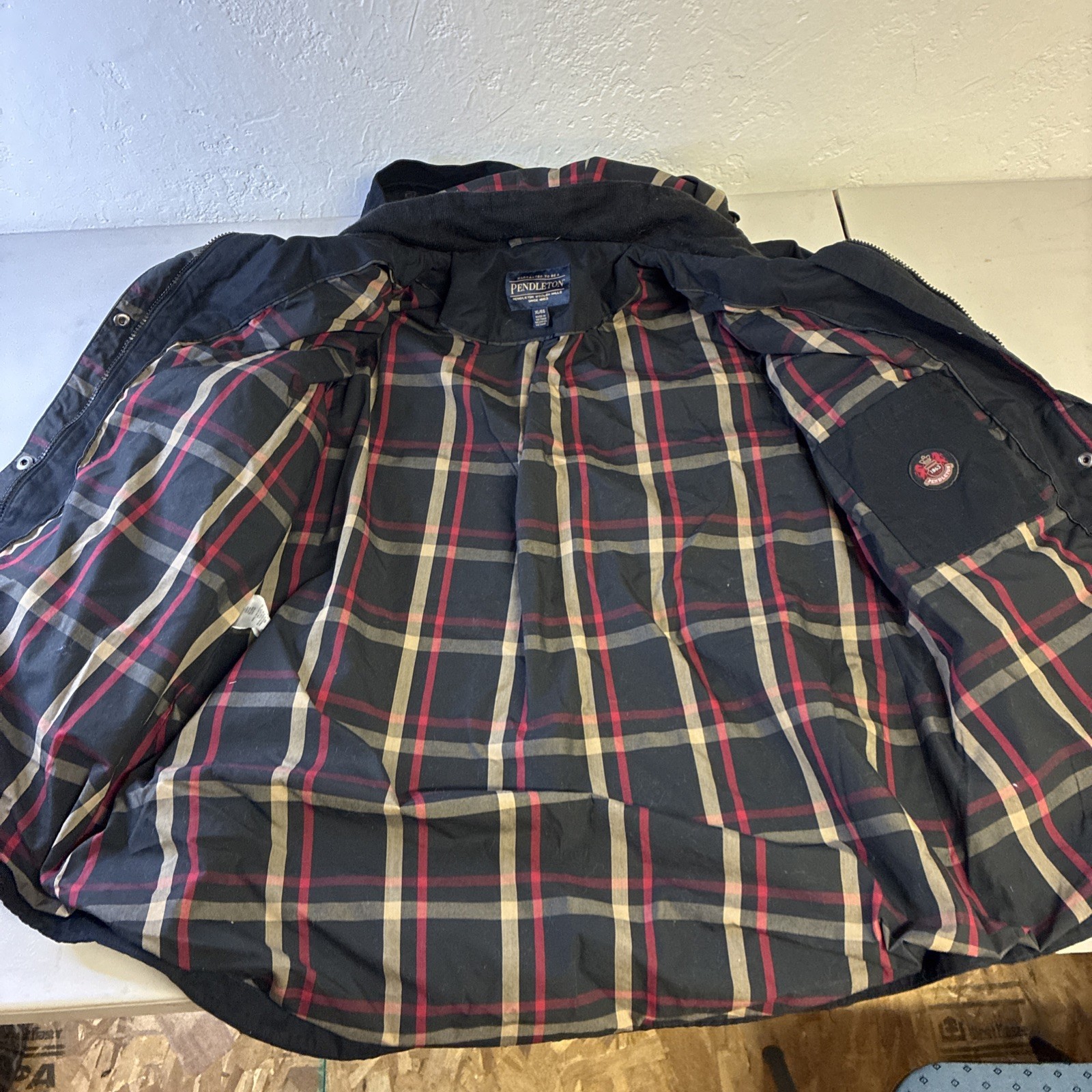 Pendleton jacket Zip/Button Up Men Black Plaid Li… - image 5