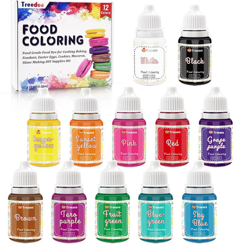 Food Coloring Liquid Set,12 Colors X 10Ml Cake Food Coloring Set for Baking Cak