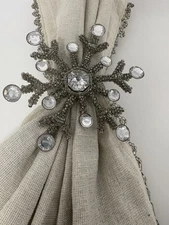 Pier 1 Imports 3 piece Napkin Set Snowflake Beaded Napkin Ring Place Setting