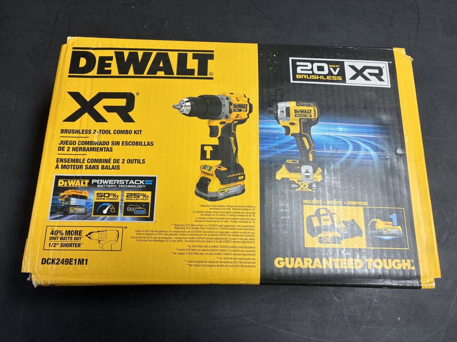 Dewalt 20V MAX XR Lithium-Ion Cordless 2-Tool Combo Kit DCK249E1M1 New!!!