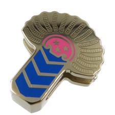 HERMES Twilly Ring Epaulette Metal Gold Blue Pink Scarf Ring 1343 HERMES From J