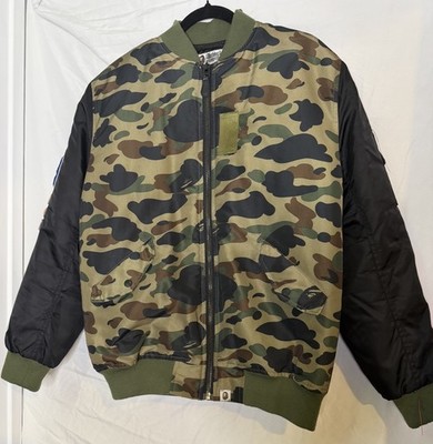  A Bathing Ape BAPE Shark Camo Bomber Jacket Full Zip Varsity Streetwear Men XXL