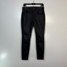 Eileen Fisher Jeans Womens 4 Black Skinny Stretch Denim Cotton Blend Made in USA