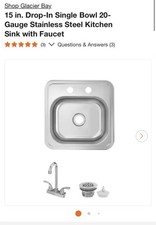 15in All-in-one Drop In Kitchen Sink W/ Faucet Glacier Bay