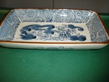 Takahashi Japan Trinket Tray Blue & White 4.5"x8"x1.5" EUC