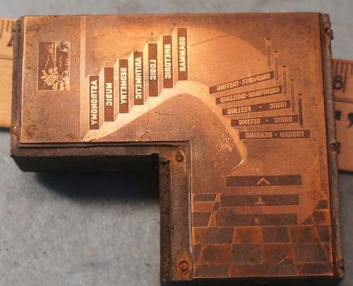 Antiguo bloque de impresión de cobre ESCALERA MASÓNICA * 5 sentidos y más 5P124 Lilley - Imagen 3 de 3